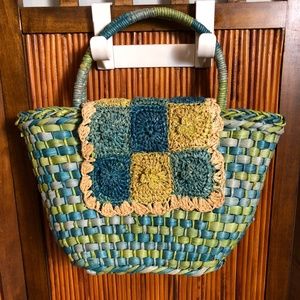 Cappelli‎ Blue & Green Corn Husk Handbag